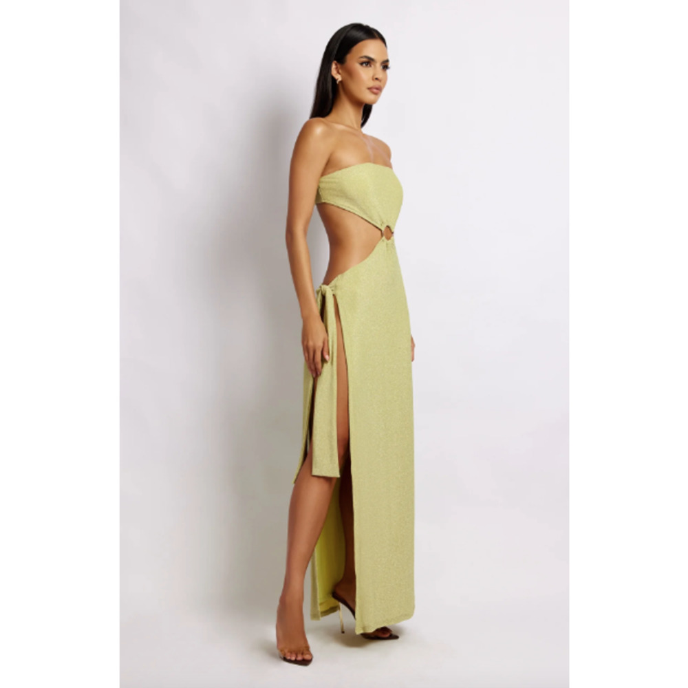 Meshki Sierra Green Strapless Shimmer Dress